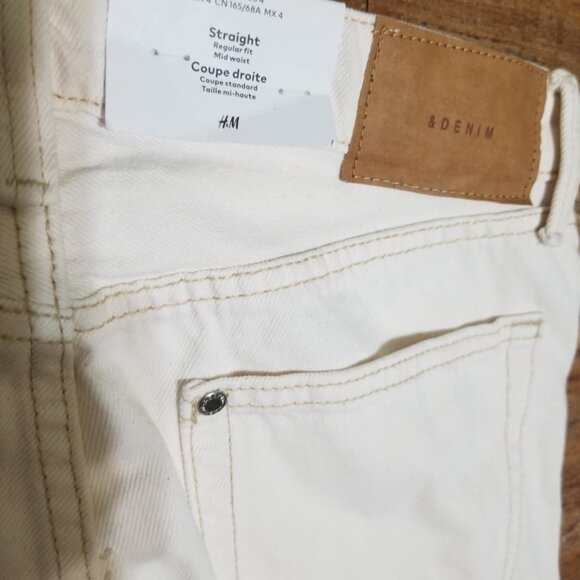 H&M Jean NWT Cream 4 Straight Mid Denim Casual - Picture 9 of 9
